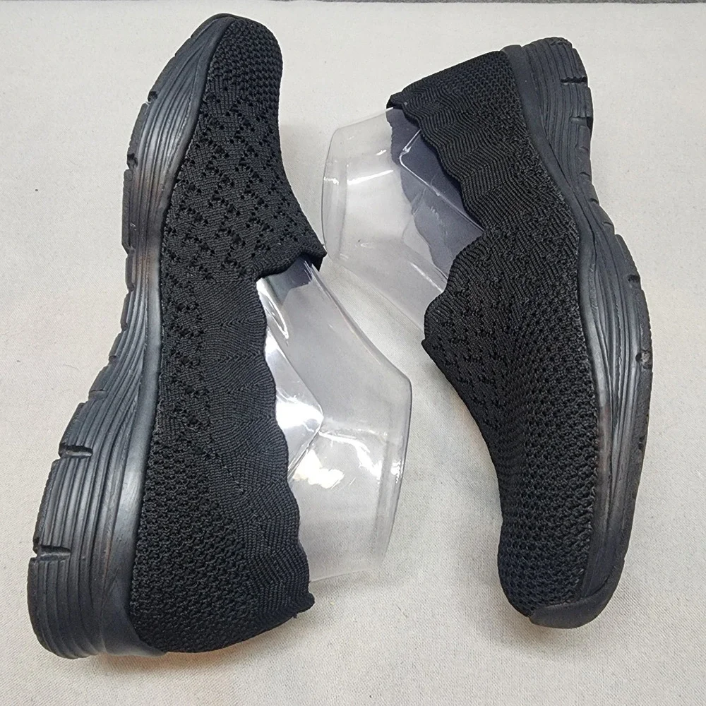 Skechers Women's Seager Stat Slip On Sneaker Shoes Black #49481 Sz‎ 7.5